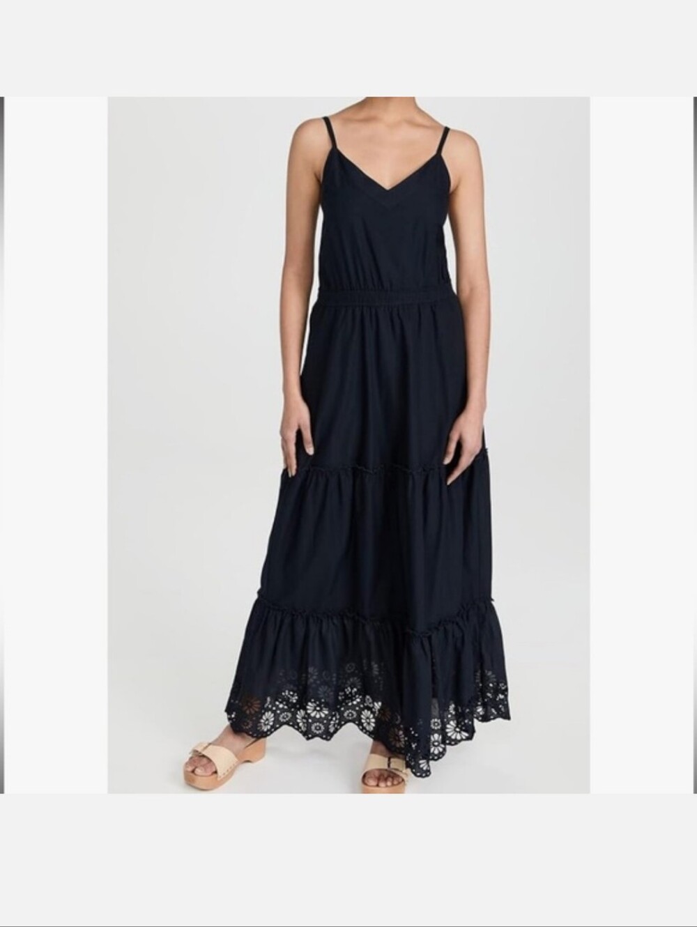 Splendid Black Eyelet-Tiered Maxi Dress